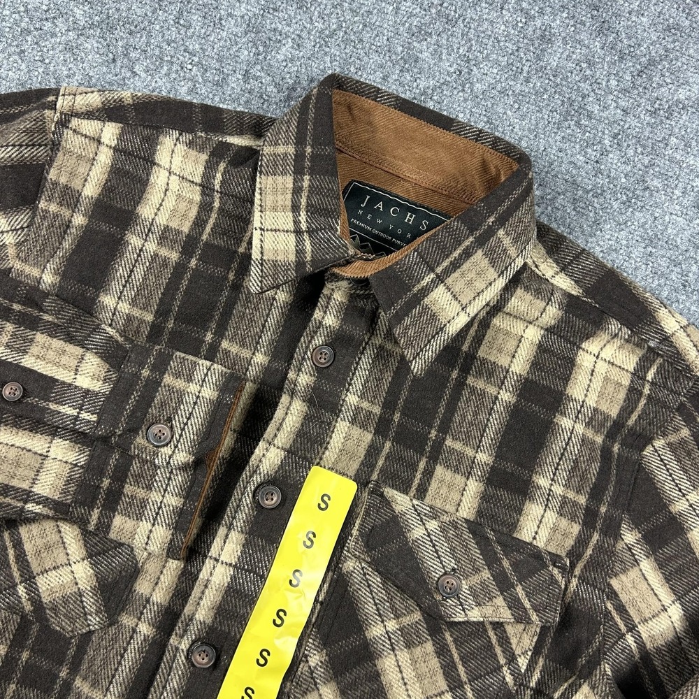 JACHS New York Shirt Mens Small Brown Plaid Flannel Long Sleeve Button Up Casual